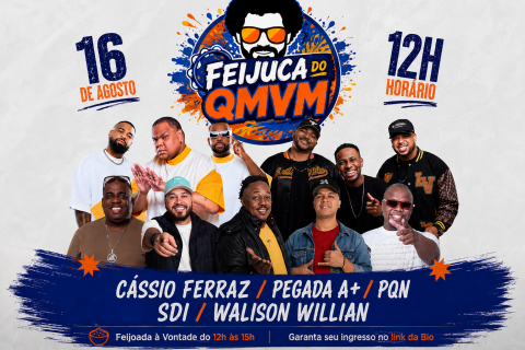 Feijuca do QMVM promete reunir grandes atrações do pagode e uma experiência completa em Sorocaba